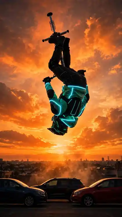 Pogo Stick Backflip Over Cars