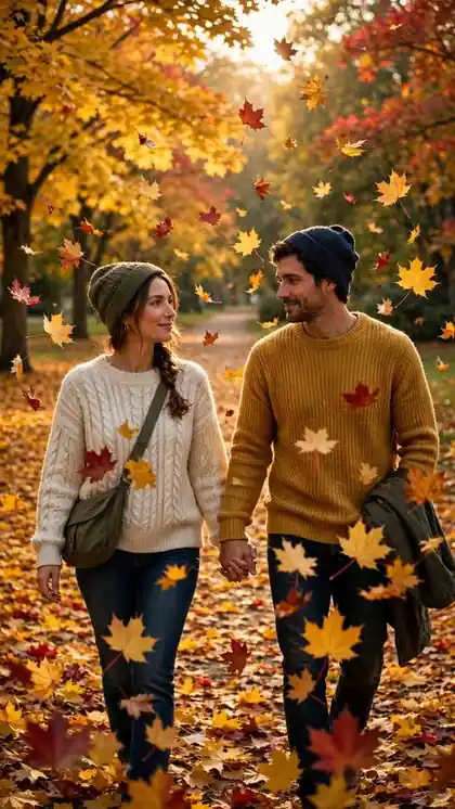 Autumn Leaves Falling in the Park