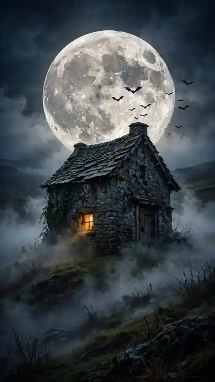 Fog Rolling Over a Haunted Cottage