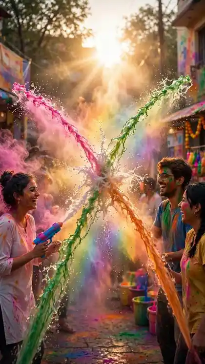 Pichkari Water Arcs in Slow-Mo