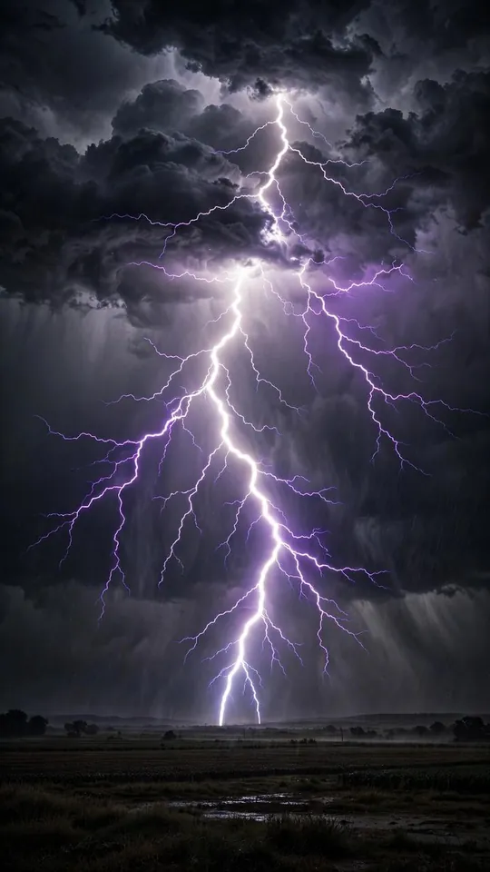 Lightning Splitting the Dusk Sky