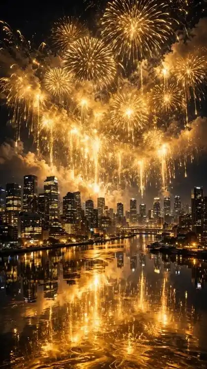 Midnight Fireworks Over the Skyline