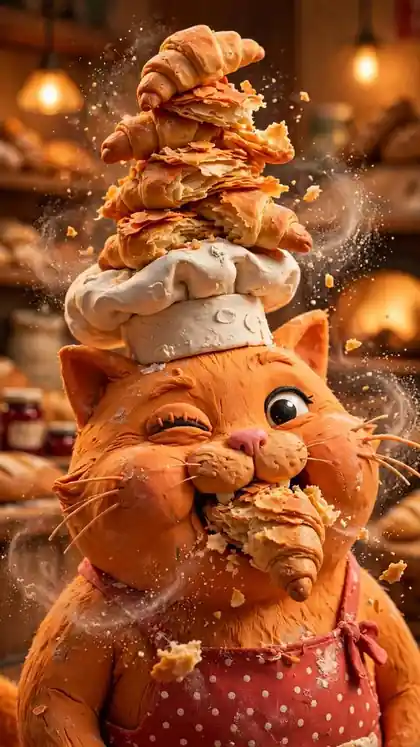 Clay Cat's Croissant Catastrophe