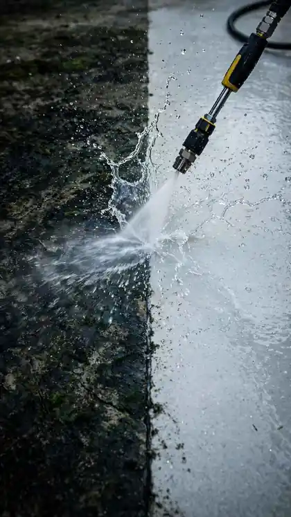 Filthy Driveway Power-Washed to Perfection
