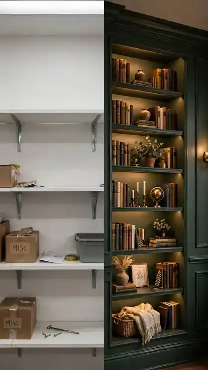 Cheap Flatpack Shelf Hacked Into Built-Ins