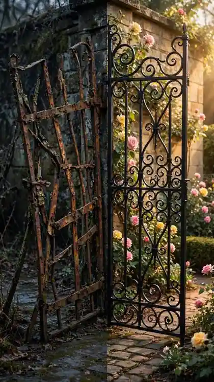 Rusty Garden Gate Repainted to Grand Entrance