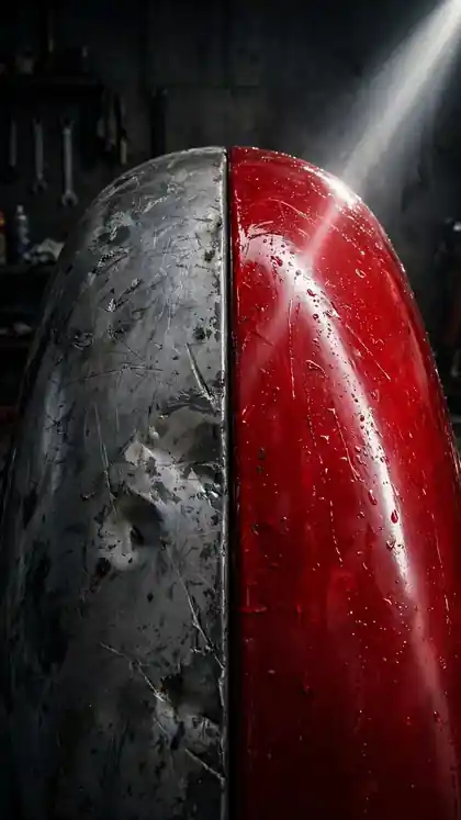 Scratched Bike Tank Resprayed to Candy Gloss