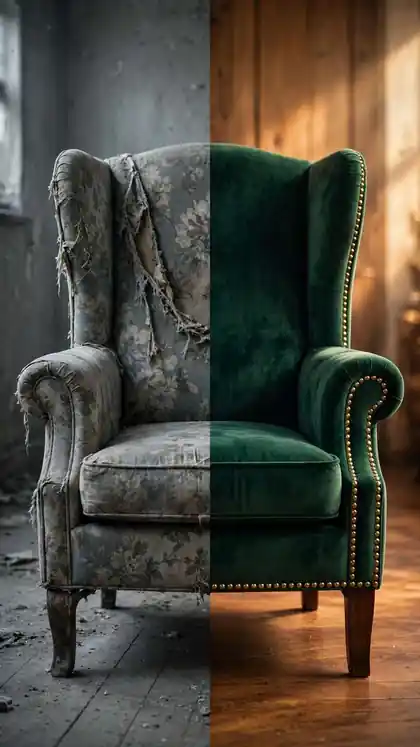 Faded Armchair Reborn in Velvet