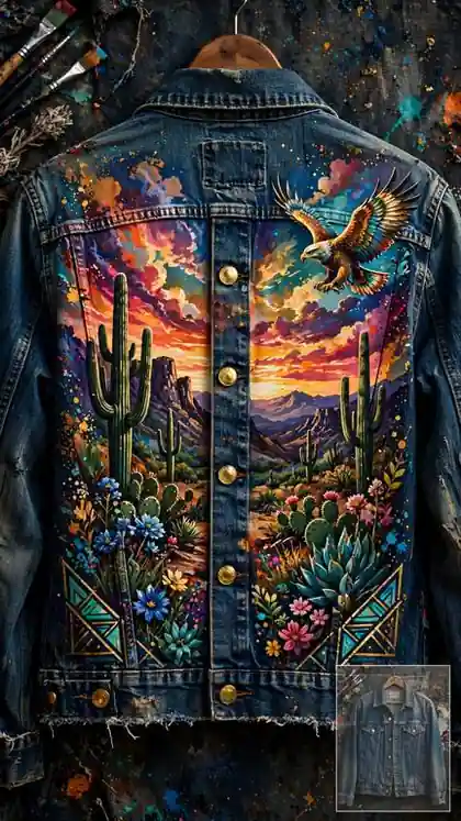 Thrifted Denim Jacket Gets a Custom Glow-Up